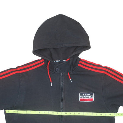 Adidas Men's Black XL Full Zip Hoodie with Red Stripes