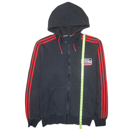 Adidas Men's Black XL Full Zip Hoodie with Red Stripes