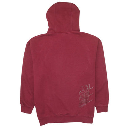 Nike Womens Red Pullover Hoodie Small Cotton Blend Logo Sweatshirt