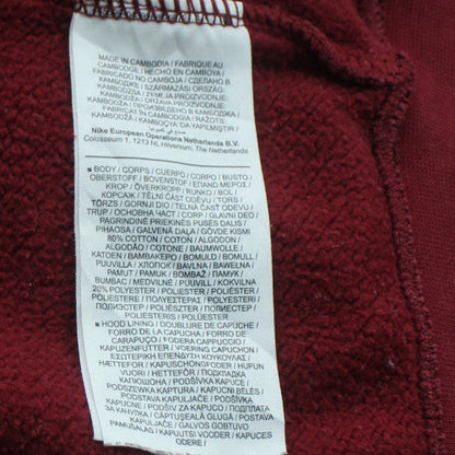 Nike Womens Red Pullover Hoodie Small Cotton Blend Logo Sweatshirt