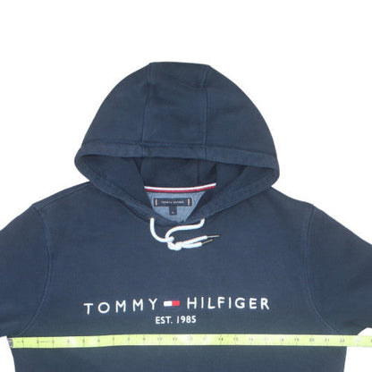 Tommy Hilfiger Men's Navy Blue XL Pullover Hoodie with Logo Embroidery