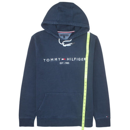 Tommy Hilfiger Men's Navy Blue XL Pullover Hoodie with Logo Embroidery
