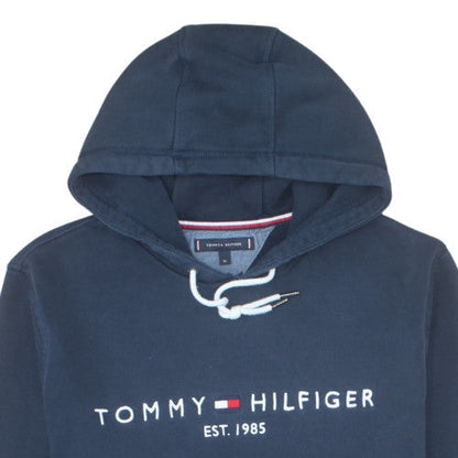 Tommy Hilfiger Men's Navy Blue XL Pullover Hoodie with Logo Embroidery