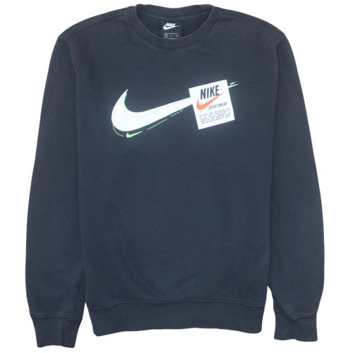 Nike Men Black Small Pullover Crew Neck Sweatshirt Graphic Logo