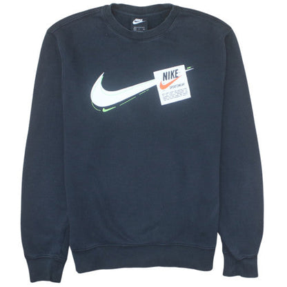 Nike Men Black Small Pullover Crew Neck Sweatshirt Graphic Logo