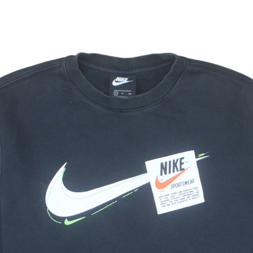 Nike Men Black Small Pullover Crew Neck Sweatshirt Graphic Logo