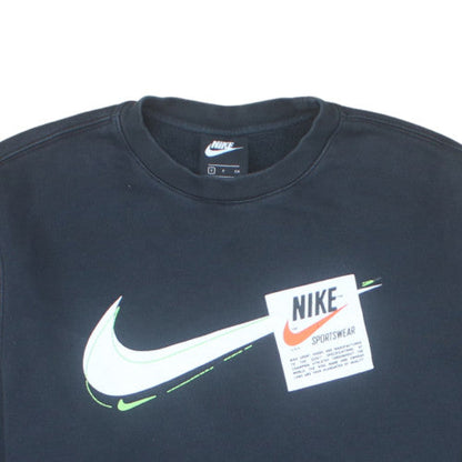 Nike Men Black Small Pullover Crew Neck Sweatshirt Graphic Logo