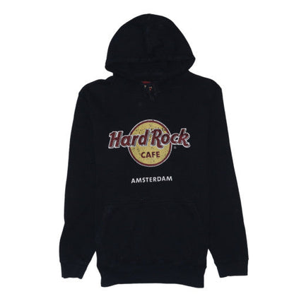 Hard Rock Cafe Amsterdam Black Hoodie Women L Logo Pullover Sweatshirt
