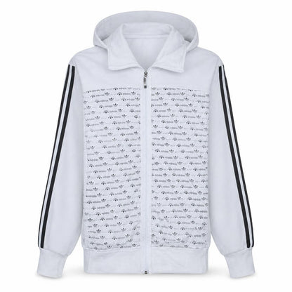 Adidas Mens White Full Zip Hoodie Size L Sports Fleece Jacket