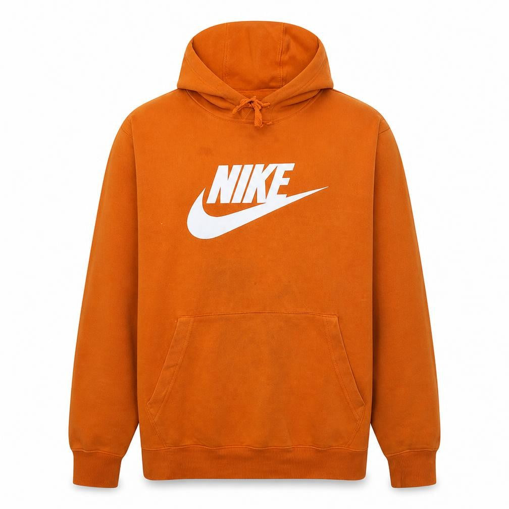 Nike Men's Orange Hoodie Large Pullover Cotton Graphic Print