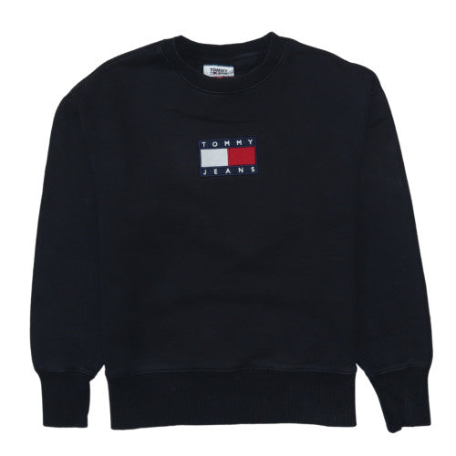 Tommy Jeans Womens Black Cotton Crew Neck Pullover Sweatshirt M