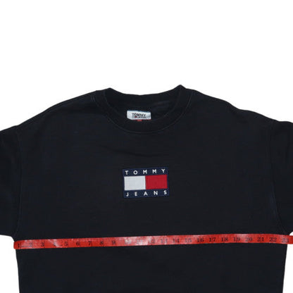 Tommy Jeans Womens Black Cotton Crew Neck Pullover Sweatshirt M