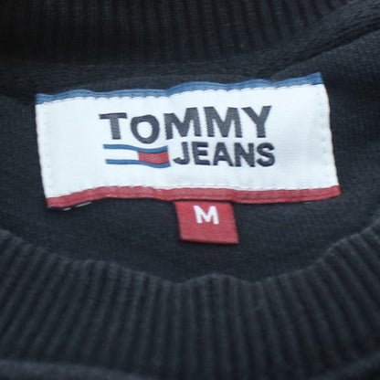 Tommy Jeans Womens Black Cotton Crew Neck Pullover Sweatshirt M