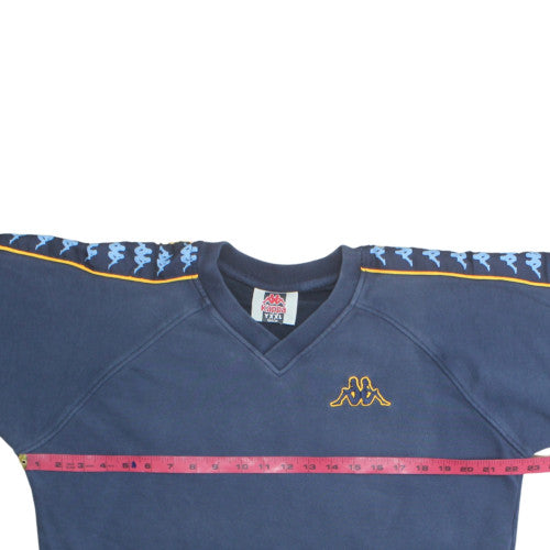 Kappa Boys Navy Blue 164cm Logo Tape V-Neck Sweatshirt