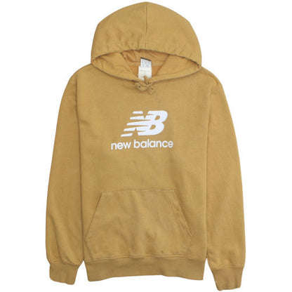 New Balance Men's Brown Pullover Hoodie L Logo Fleece Sweatshirt