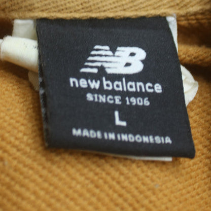 New Balance Men's Brown Pullover Hoodie L Logo Fleece Sweatshirt