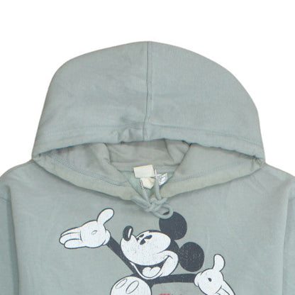 H&M Disney Mickey Mouse Womens Grey Hoodie XL Pullover Hooded Sweatshirt