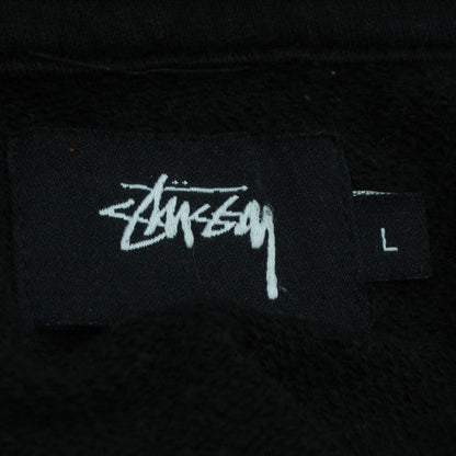 Stussy Men Black Pullover Hoodie L Graphic Print World Tour Cotton