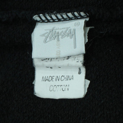 Stussy Men Black Pullover Hoodie L Graphic Print World Tour Cotton