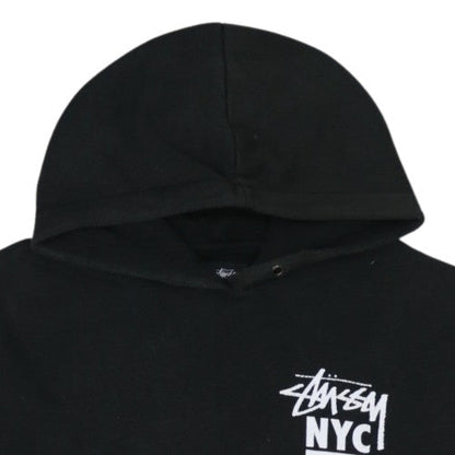 Stussy Men Black Pullover Hoodie L Graphic Print World Tour Cotton