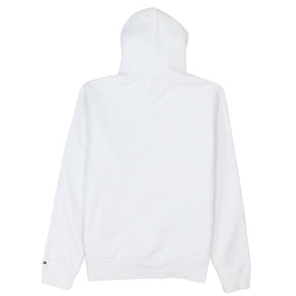 Tommy Hilfiger Mens White L Pullover Hoodie Embroidered Logo Cotton Blend