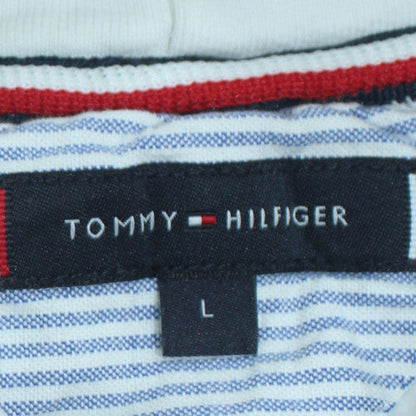 Tommy Hilfiger Mens White L Pullover Hoodie Embroidered Logo Cotton Blend