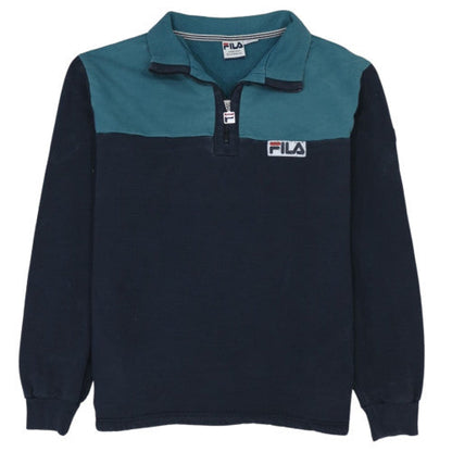 FILA Men's Blue Retro 1/4 Zip Collared Sweatshirt XL