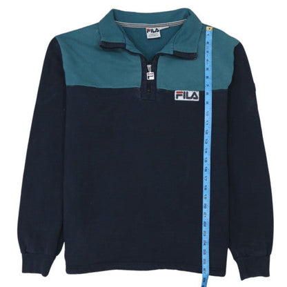 FILA Men's Blue Retro 1/4 Zip Collared Sweatshirt XL