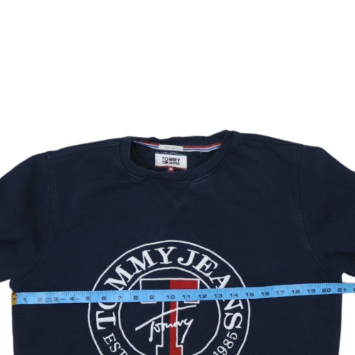 Tommy Jeans Womens Navy Sweatshirt M Crew Neck Cotton Logo Casual