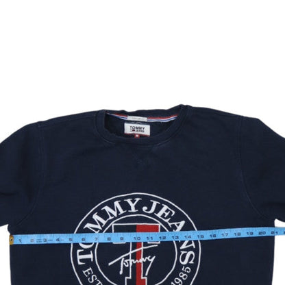 Tommy Jeans Womens Navy Sweatshirt M Crew Neck Cotton Logo Casual