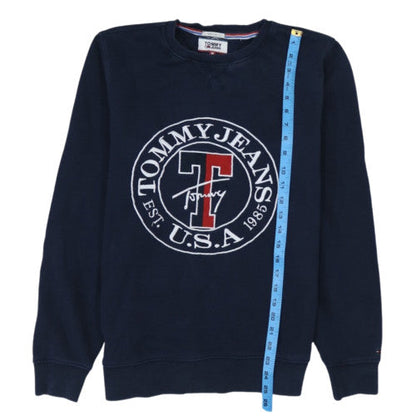 Tommy Jeans Womens Navy Sweatshirt M Crew Neck Cotton Logo Casual