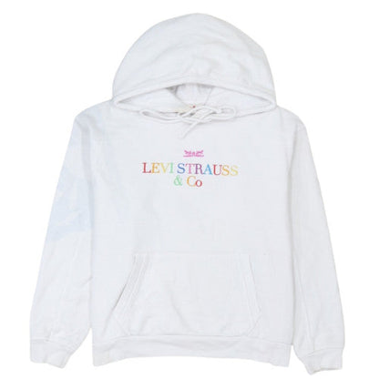 Levi's Women's White Pullover Hoodie XS Rainbow Logo Cotton Casual