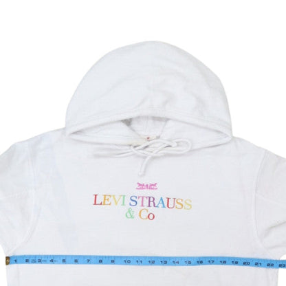 Levi's Women's White Pullover Hoodie XS Rainbow Logo Cotton Casual
