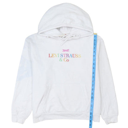 Levi's Women's White Pullover Hoodie XS Rainbow Logo Cotton Casual