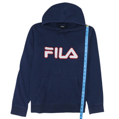 FILA Mens Blue Pullover Hoodie Small Regular Fit Fleece Logo Sportswear