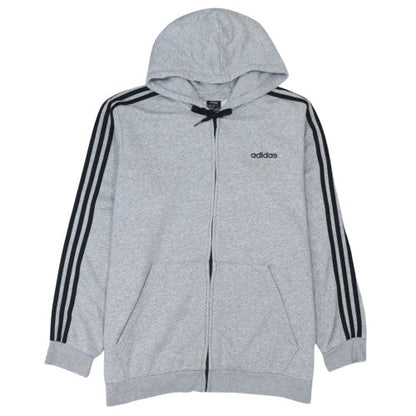 Adidas Men's Grey Full Zip Hoodie 2XL - Athletic Classic Style