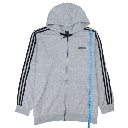 Adidas Men's Grey Full Zip Hoodie 2XL - Athletic Classic Style