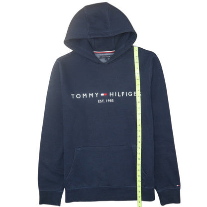 Tommy Hilfiger Men Blue Pullover Hoodie M Fleece Logo Sweatshirt