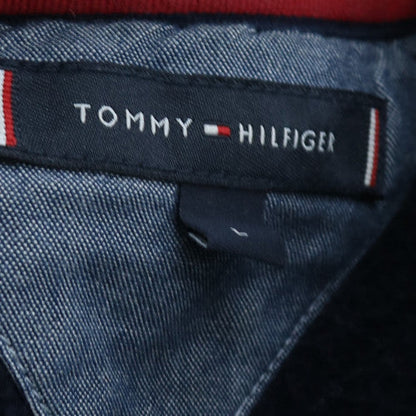 Tommy Hilfiger Men Blue Pullover Hoodie M Fleece Logo Sweatshirt
