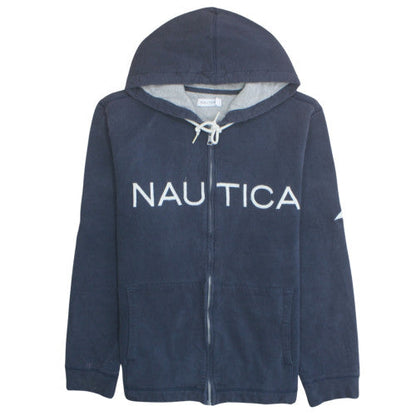 Nautica Men's Blue Full Zip Hoodie L Logo Design Fleece