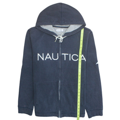 Nautica Men's Blue Full Zip Hoodie L Logo Design Fleece