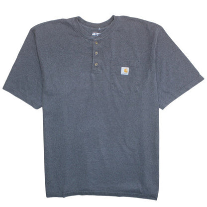 Carhartt Men's Grey 2XL Loose Fit Henley Short Sleeve T-Shirt