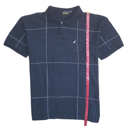 Nautica Men's Blue Check Short Sleeve Cotton Polo Shirt XXL
