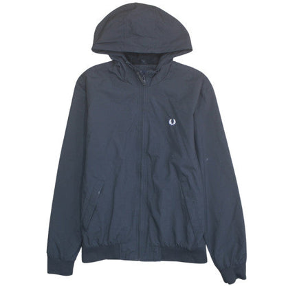 Fred Perry Men's Black Hooded Windbreaker Jacket Size M