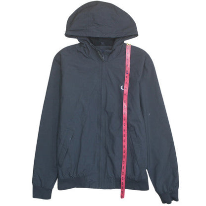 Fred Perry Men's Black Hooded Windbreaker Jacket Size M