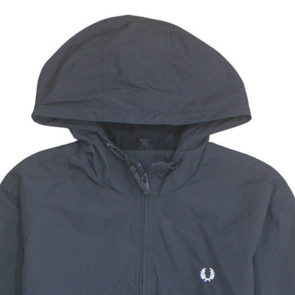 Fred Perry Men's Black Hooded Windbreaker Jacket Size M