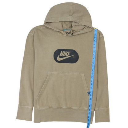 Nike Men's Beige Pullover Hoodie L Fleece Logo Sweatshirt