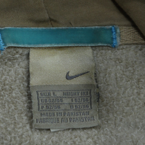 Nike Men's Beige Pullover Hoodie L Fleece Logo Sweatshirt