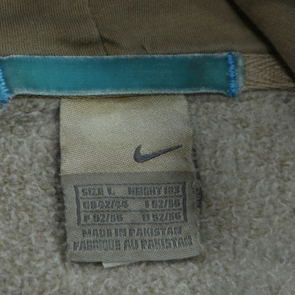 Nike Men's Beige Pullover Hoodie L Fleece Logo Sweatshirt