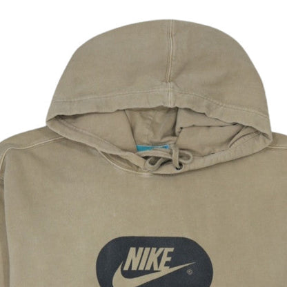 Nike Men's Beige Pullover Hoodie L Fleece Logo Sweatshirt
